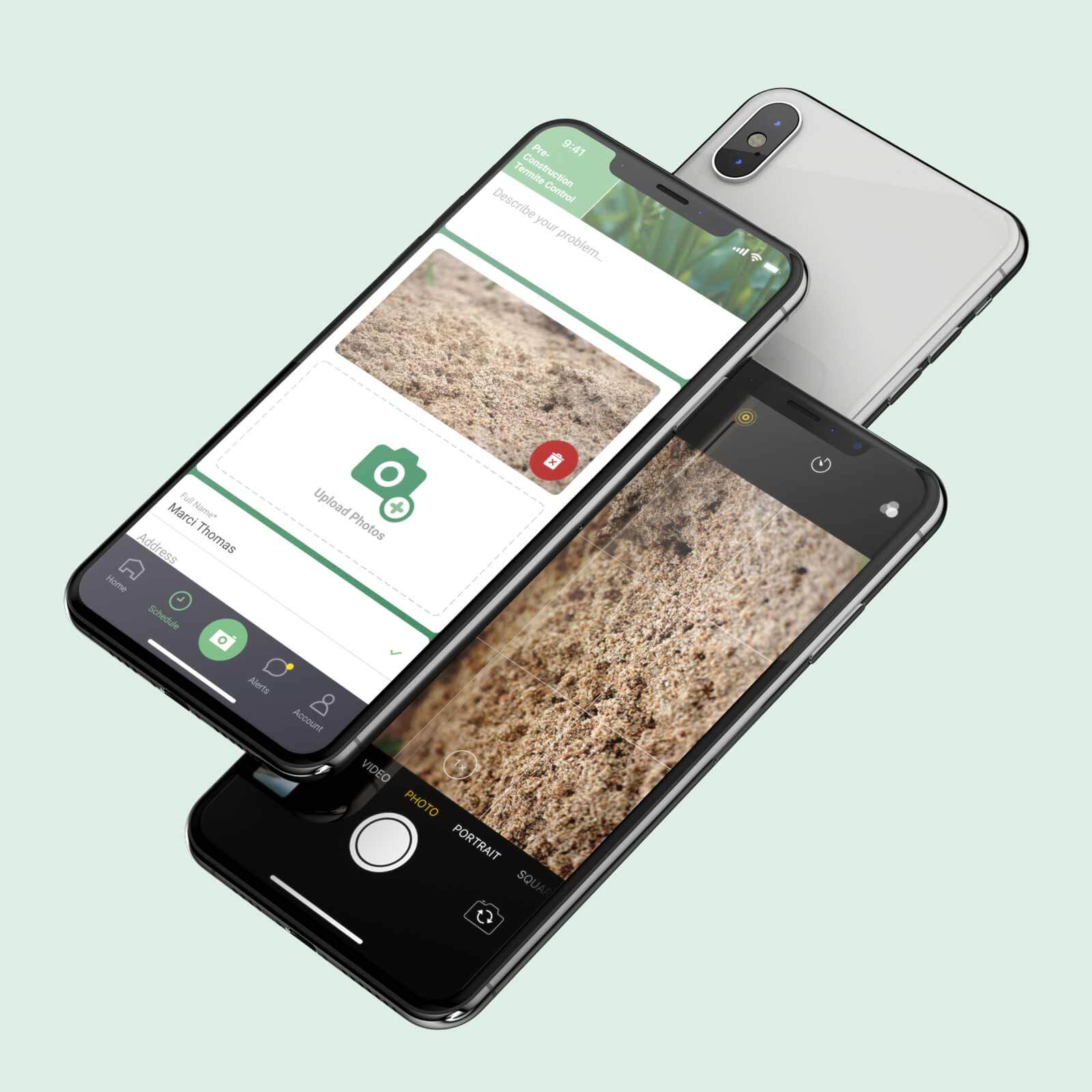 A phone showing the photo upload feature.