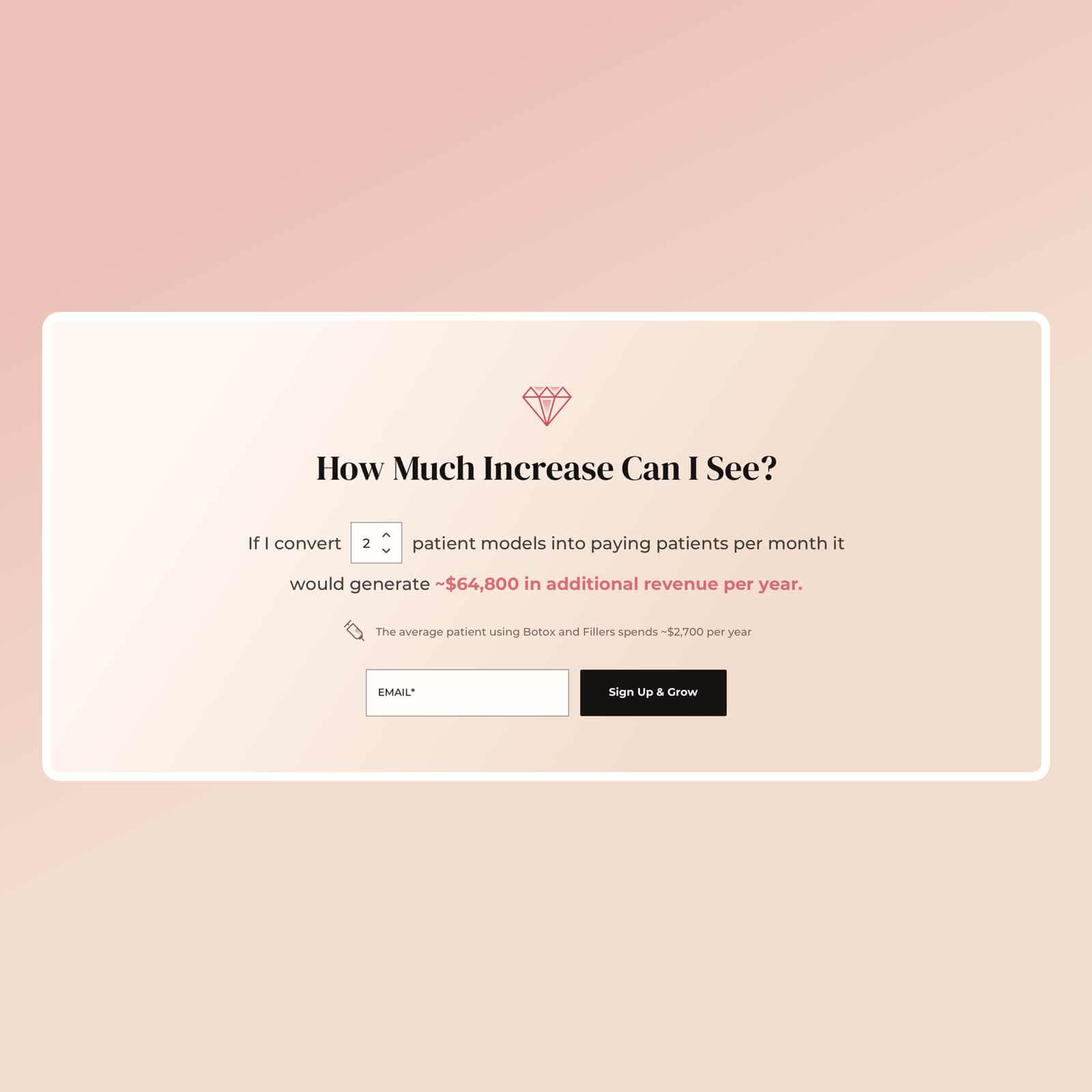 A screenshot of the landing page calculator.