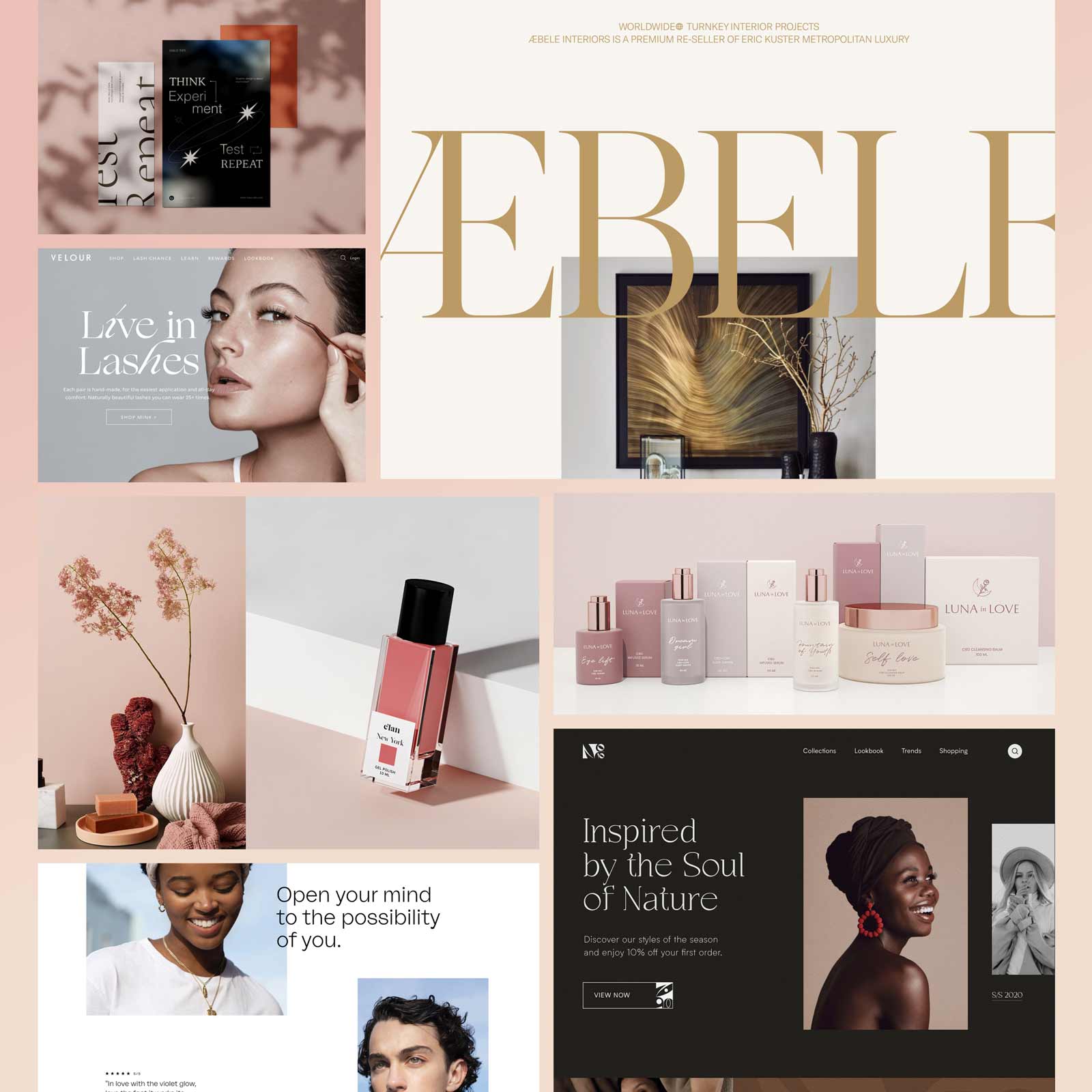 A mood board inspired by modern beauty.
